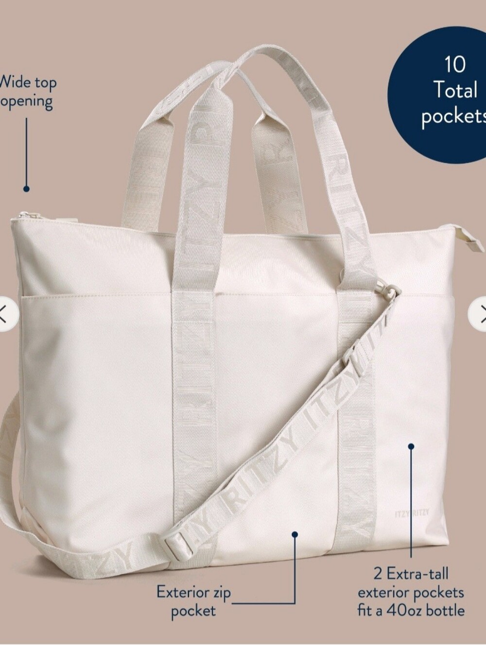 Itzy Ritzy Cream Travel Tote Bag Baby Bundle Pacifier Glass Bottle - Picture 15 of 15